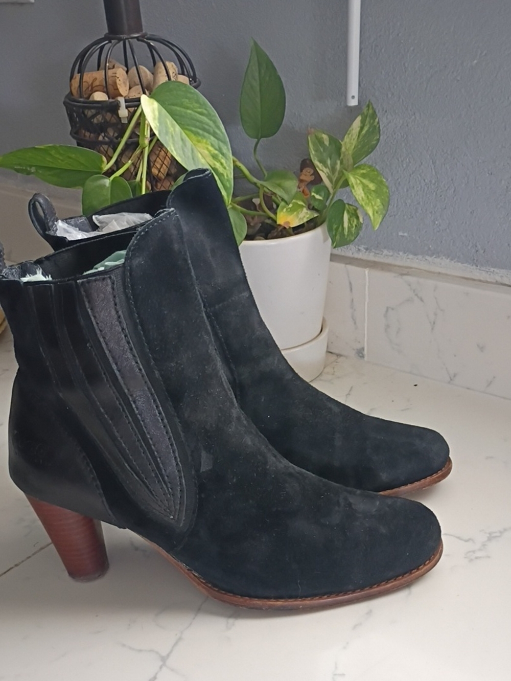 Ugg Suede Women's Heels Booties For Winter